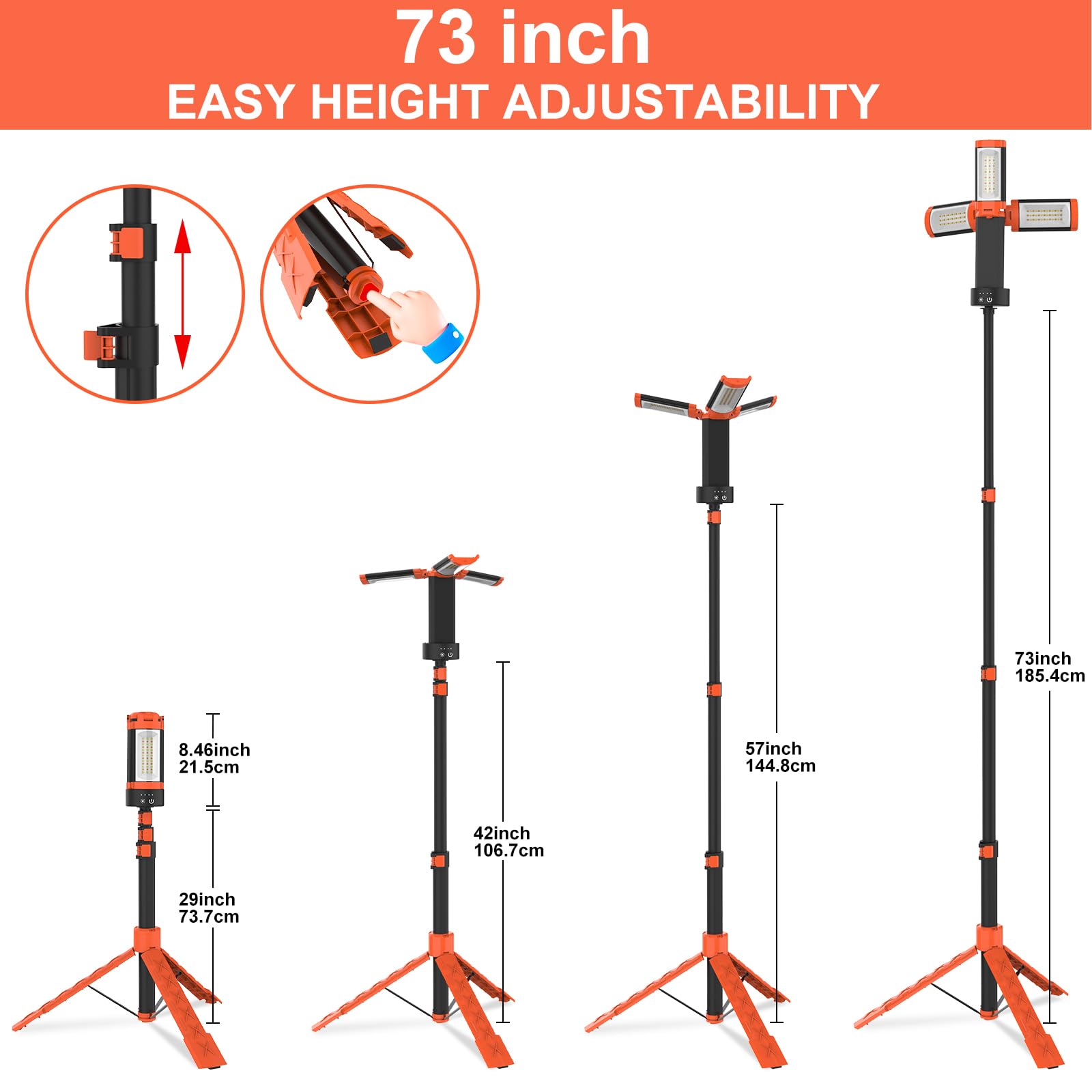 T-Sun Work Lights projecteur chantier LED 9000mAh + trépied