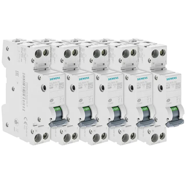 Siemens Sentron lot 5 disjoncteurs 1P+N 20A courbe C