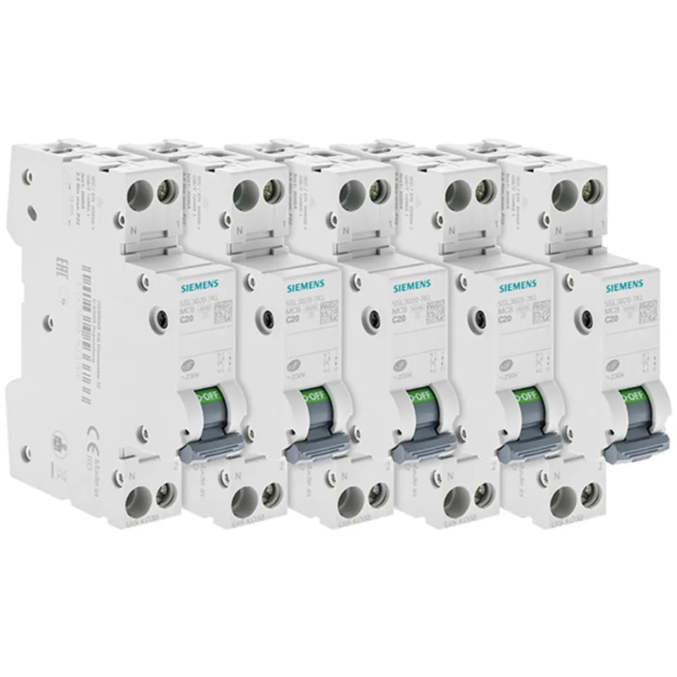Siemens Sentron lot 5 disjoncteurs 1P+N 20A courbe C