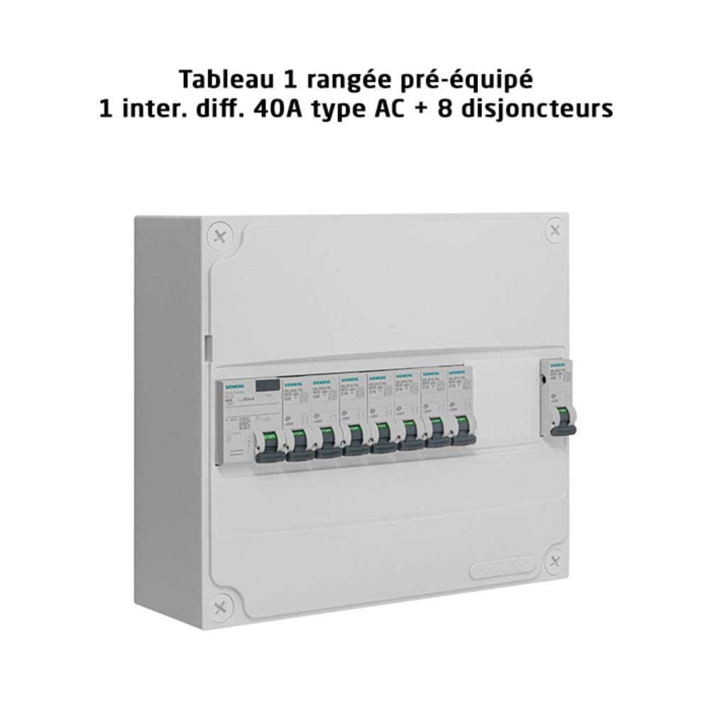 Siemens tableau 1 rangée pré-équipé monophasé 40A