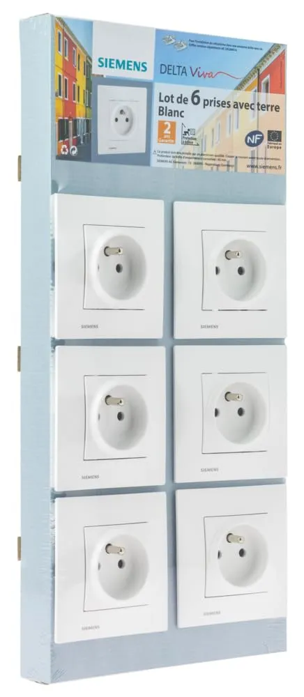 Siemens Delta Viva lot 6 prises 2P+T blanc