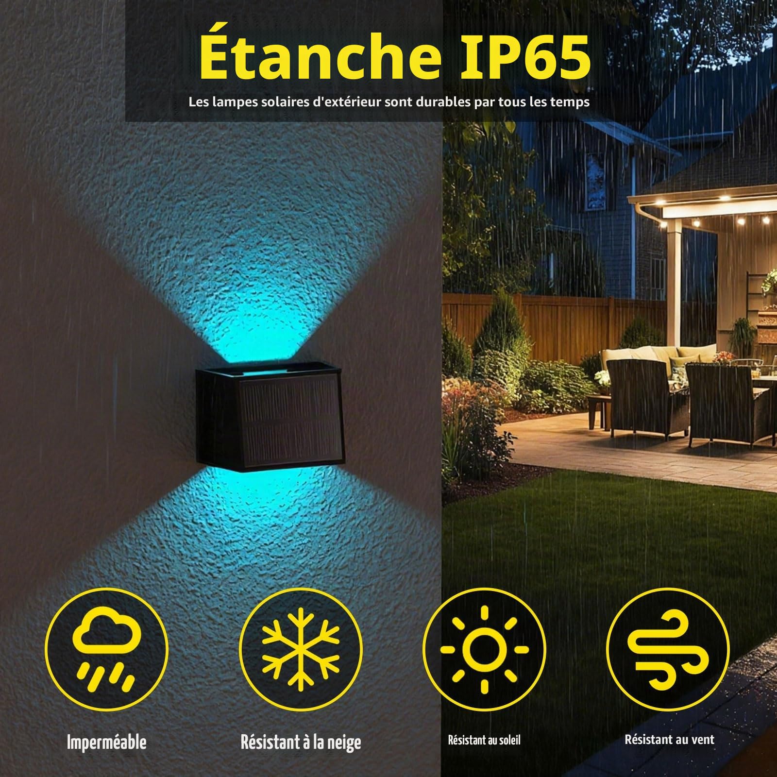 T-Sun Wall Lights Lampe solaire murale RVB IP65 2 pièces