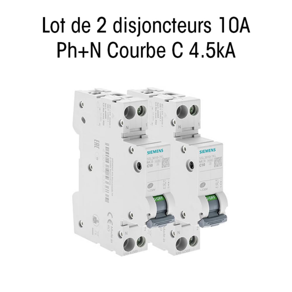 Siemens SENTRON disjoncteur 10A phase neutre lot 2 courbe C