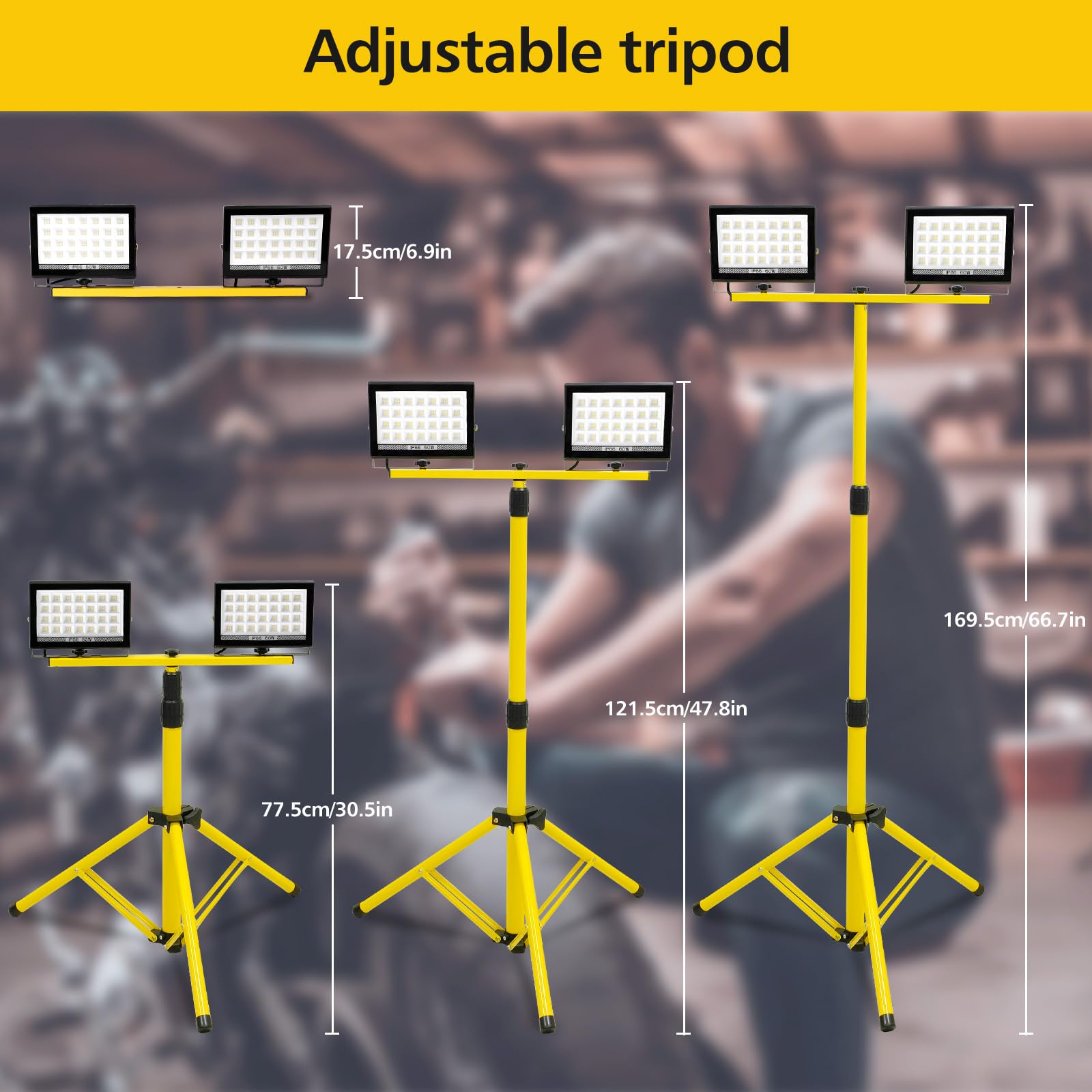 T-Sun Work Lights projecteur LED trépied 11000lm 2x60W IP66