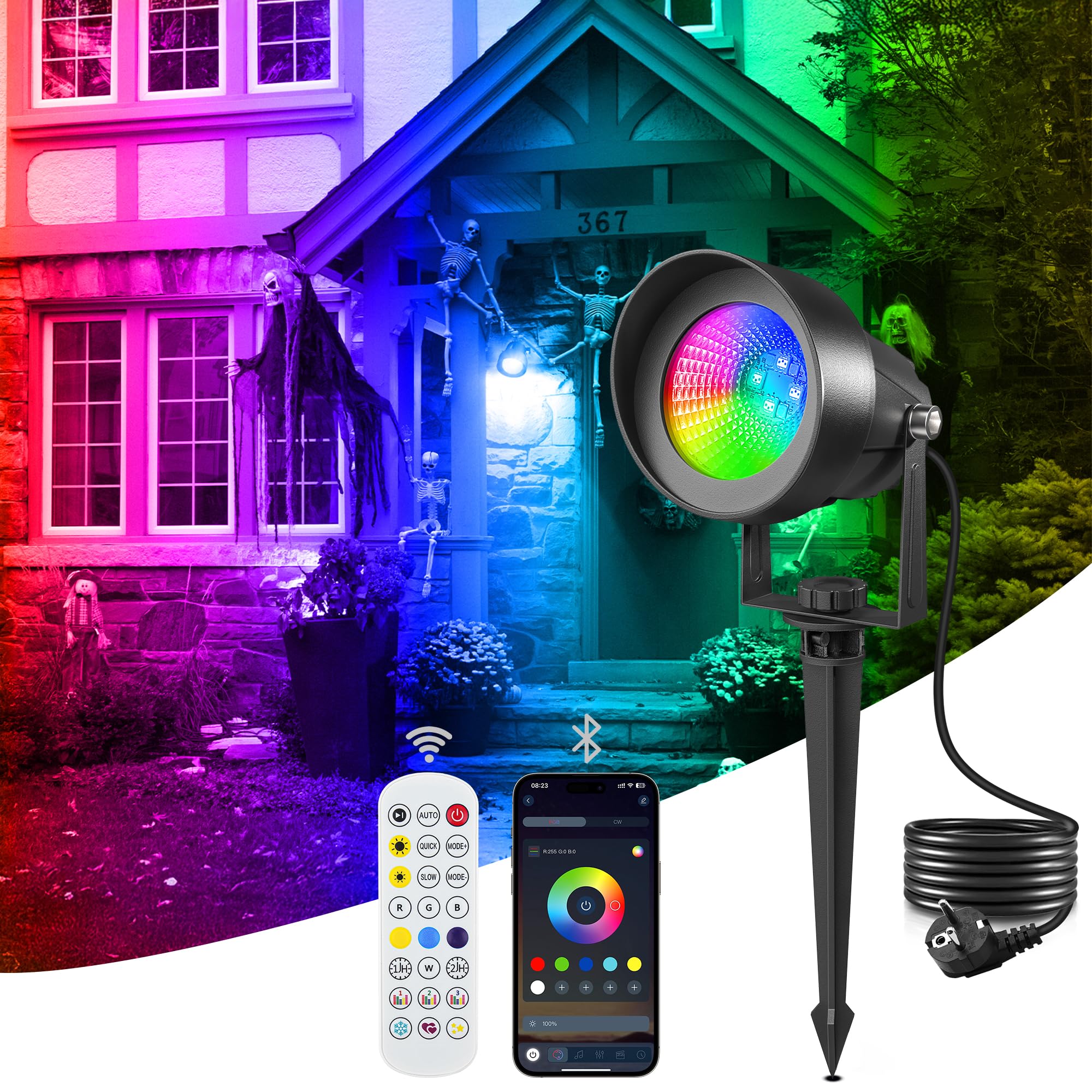 T-Sun Spot Lights spot LED extérieur RGB Bluetooth 6 pièces IP65