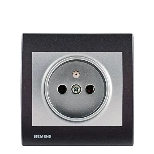 Siemens Delta Iris prise 2P+T silver plaque anthracite