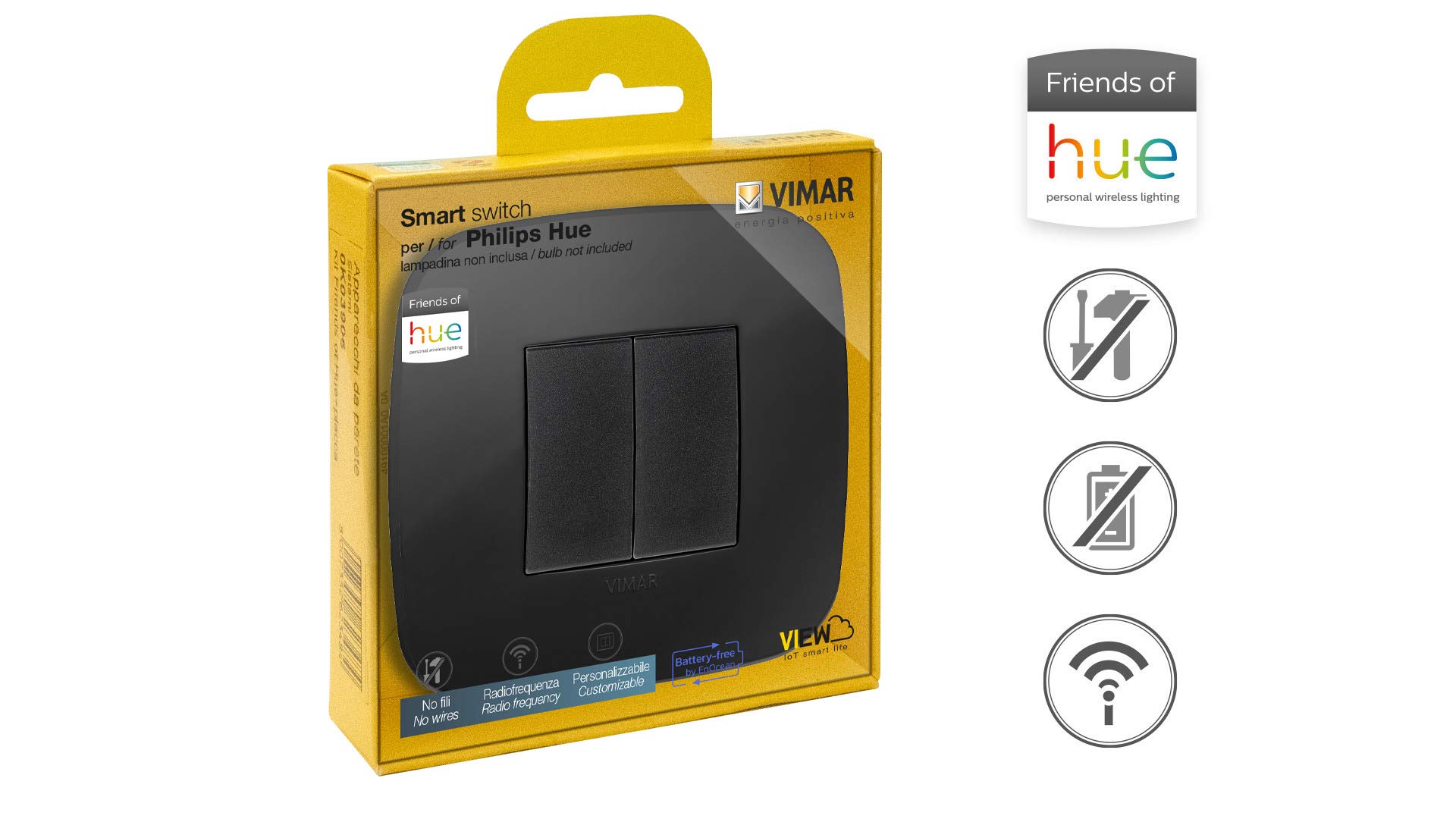 Vimar Arké 03906 kit interrupteur sans fil Hue noir