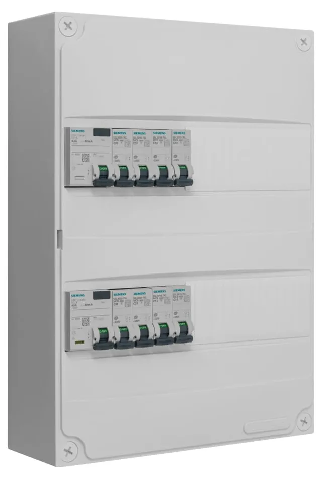 Siemens Tableau électrique 2 rangées pré-équipé 8 disjoncteurs IP30