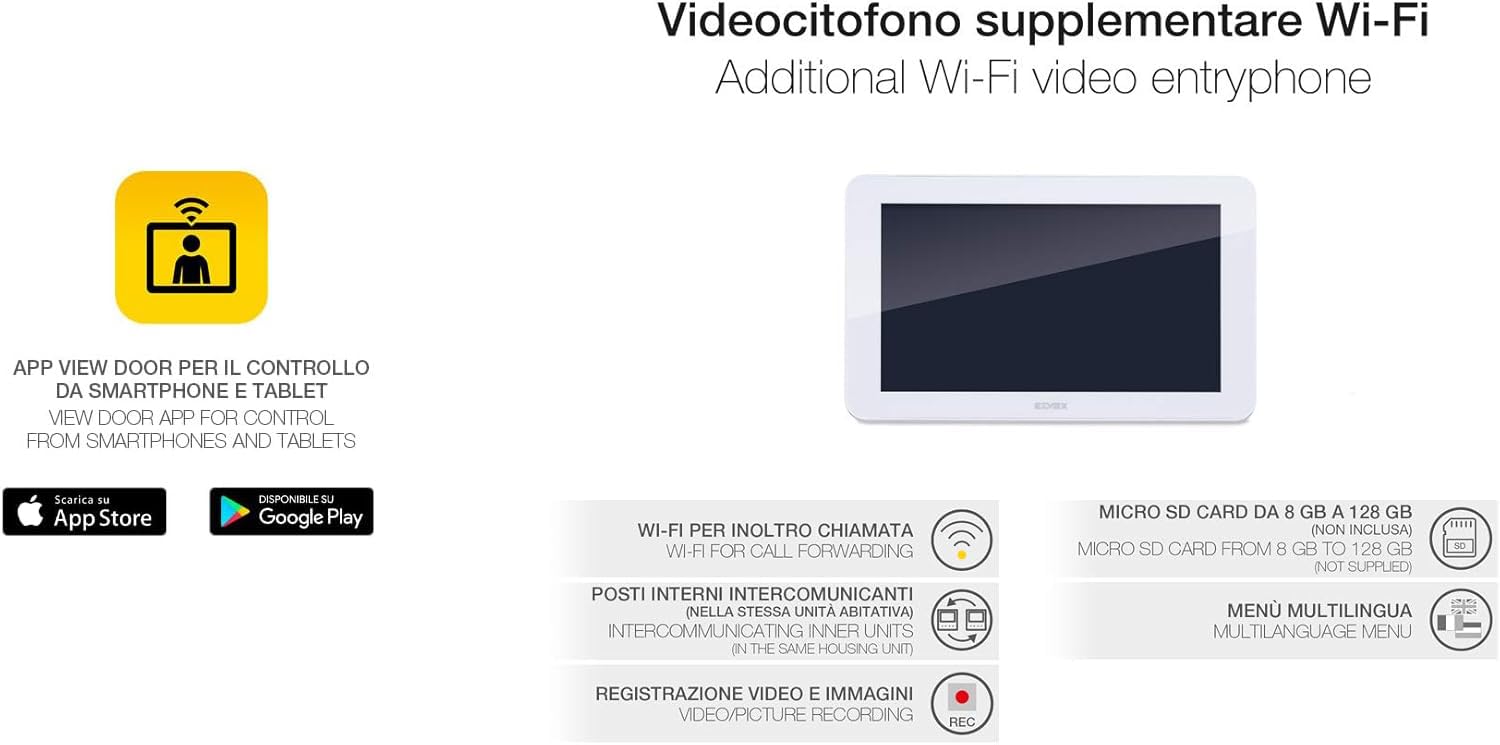 Vimar K40957 moniteur visiophone 7" tactile blanc WiFi