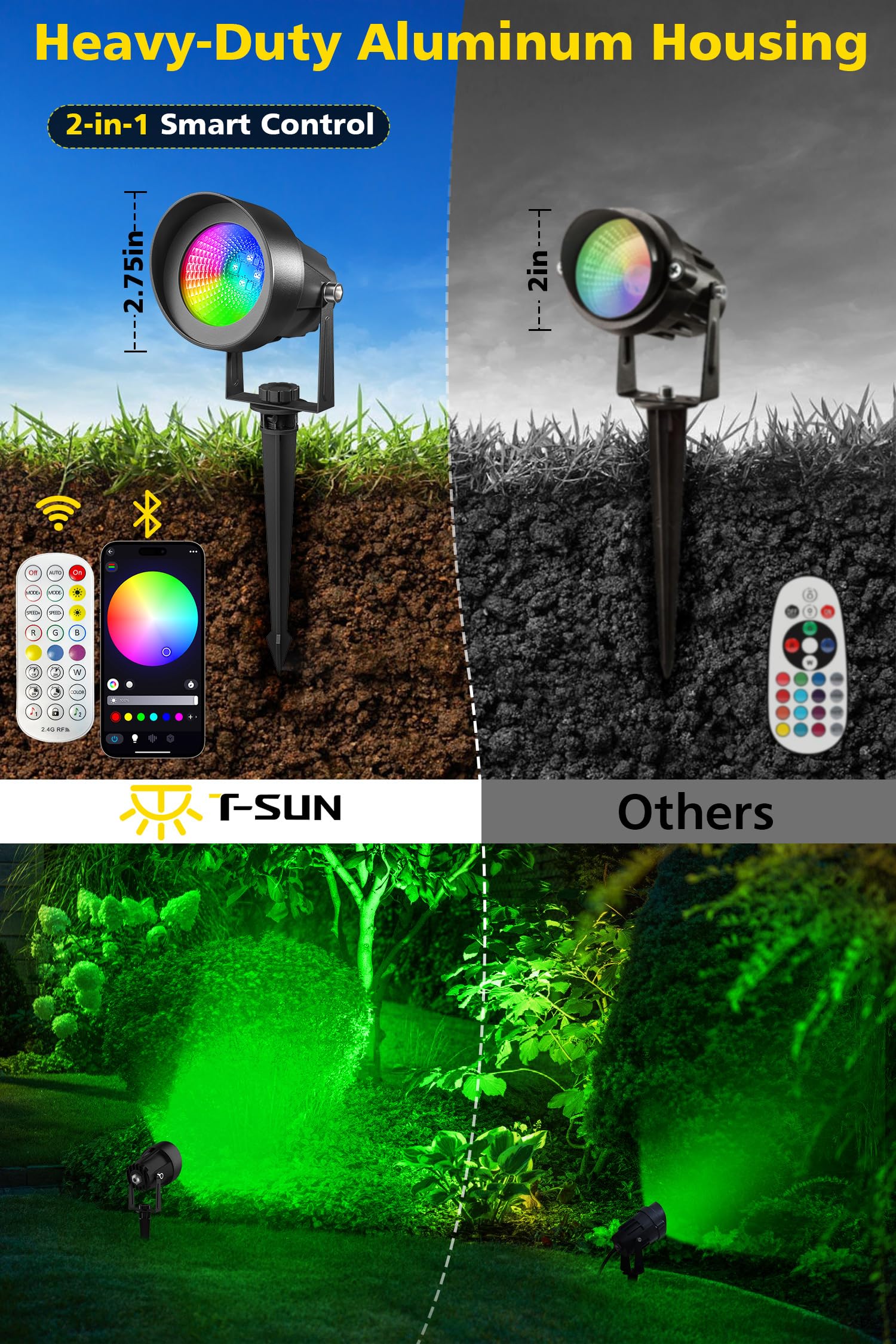 T-Sun Spot Lights spot LED extérieur RGB Bluetooth 6 pièces IP65