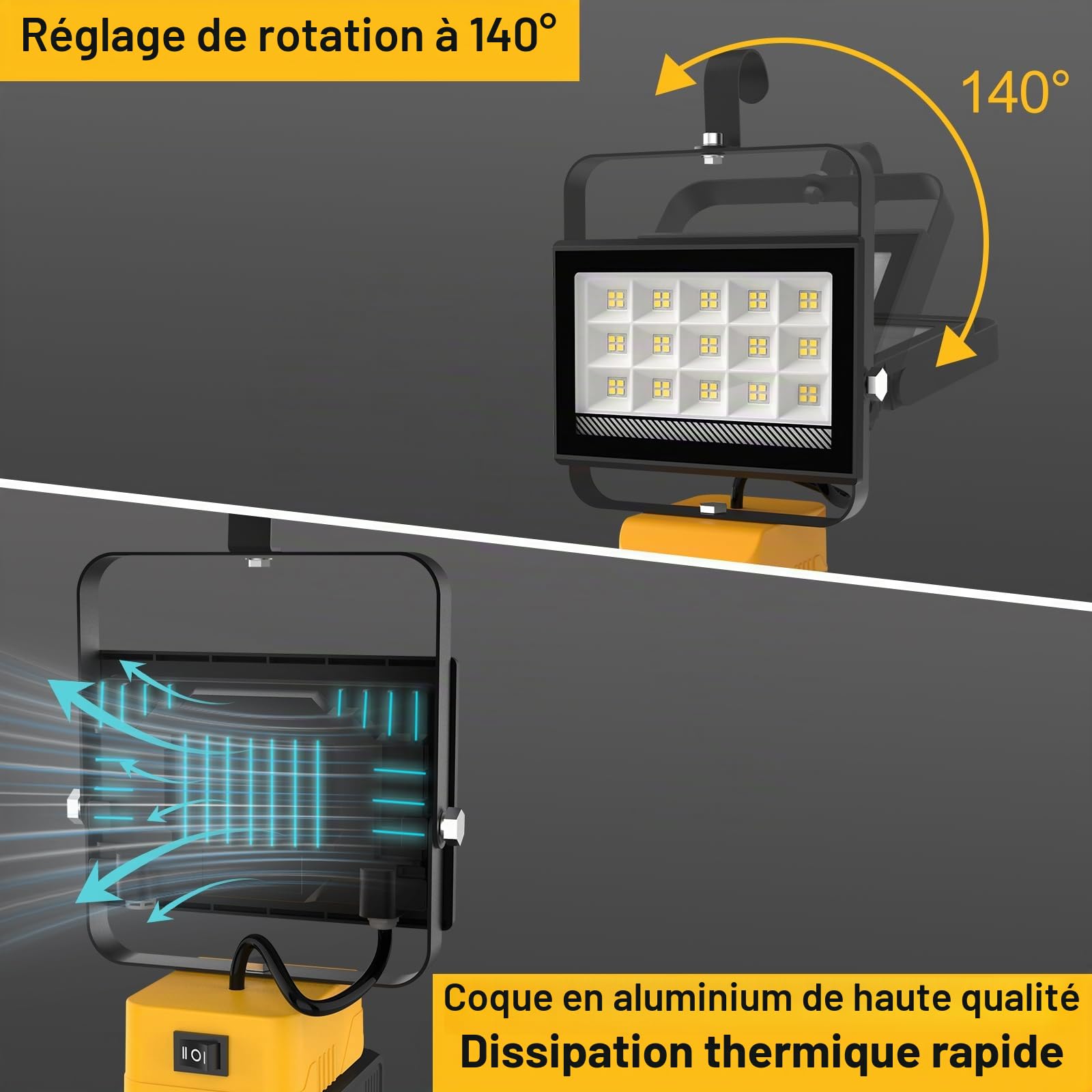 T-Sun Work Lights projecteur LED 60W 4500LM Dewalt