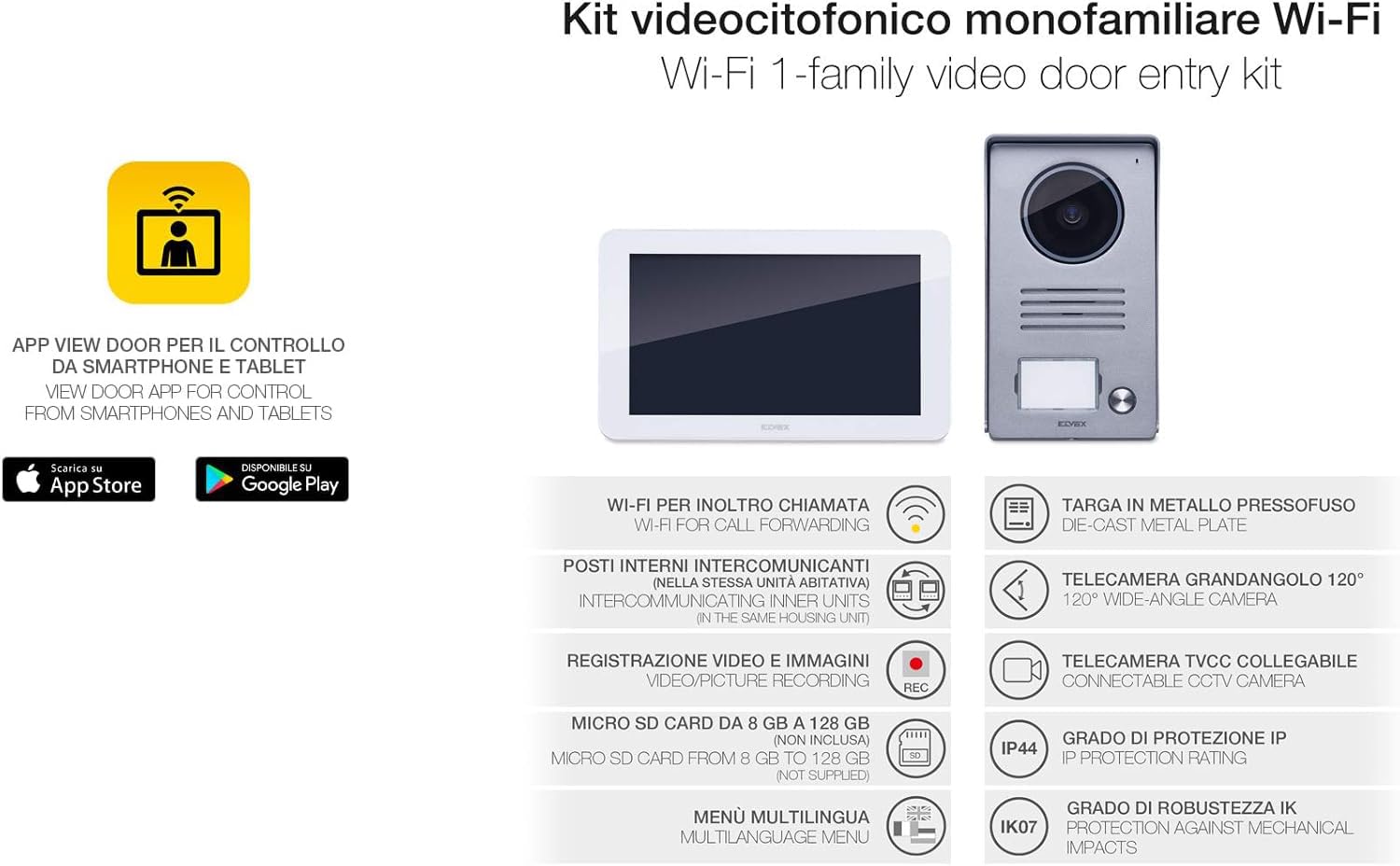 Vimar K40955 Kit portier vidéo Wi-Fi 7 pouces 1 famille
