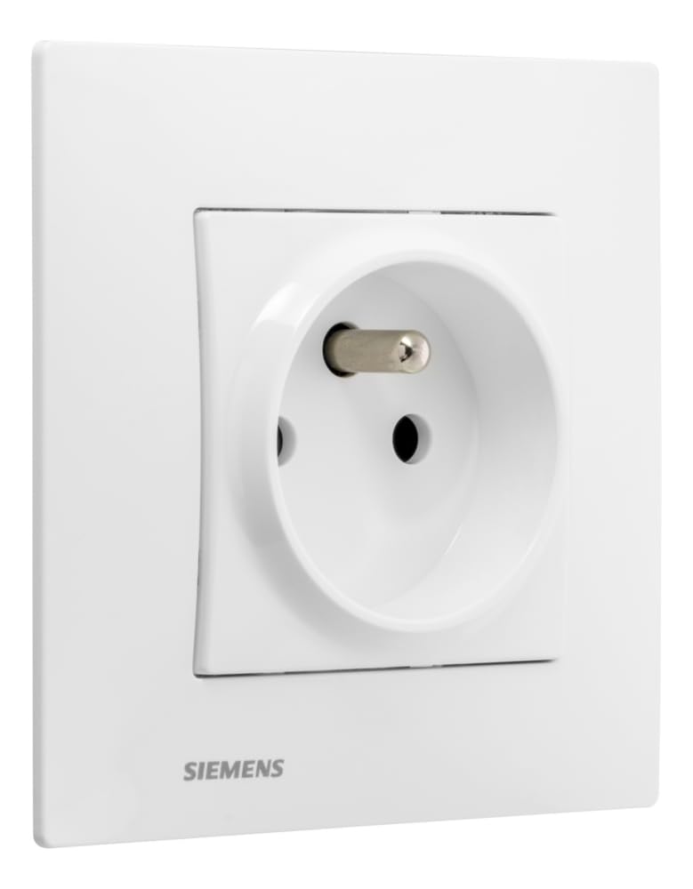 Siemens Delta Viva prise 2P+T blanc avec plaque