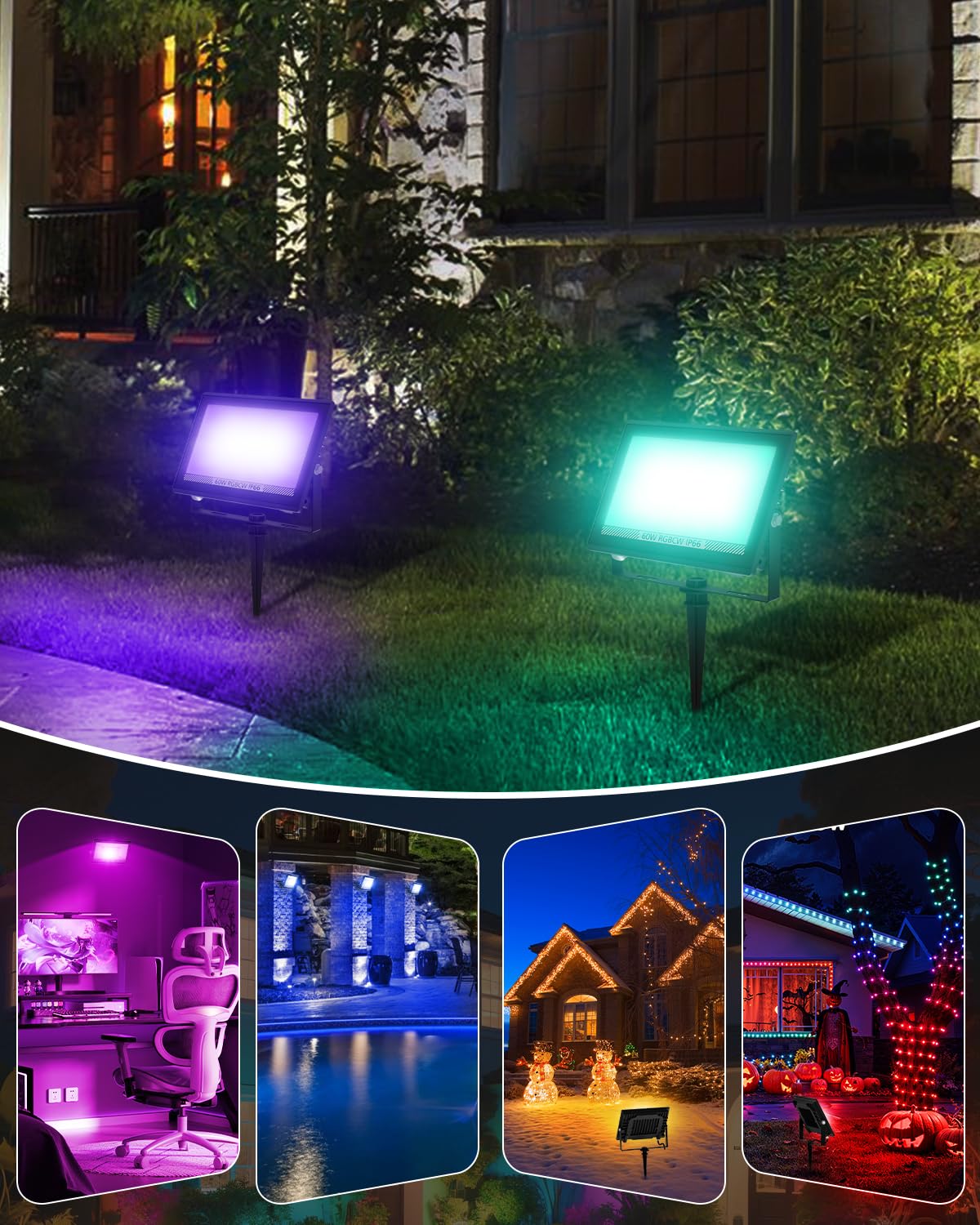 T-Sun Flood Lights projecteur LED RGB 60W lot de 2