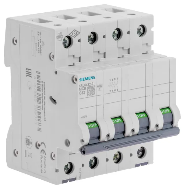 Siemens Sentron disjoncteur tétrapolaire 32A courbe C