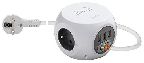 Vimar prise mobile multiple Schuko USB Qi blanc 16A