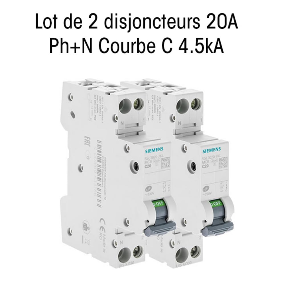 Siemens SENTRON Lot 2 Disjoncteurs 20A Phase+Neutre courbe C