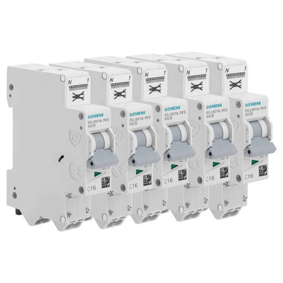 Siemens Sentron disjoncteur P+N 16A lot de 5 courbe C