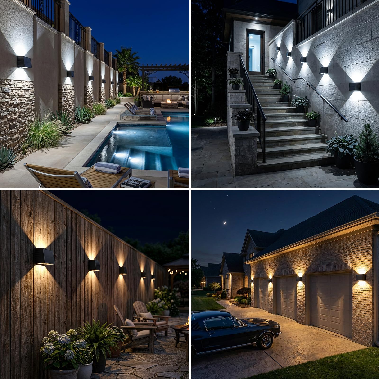 T-Sun Wall Lights Lampe solaire murale RVB IP65 2 pièces