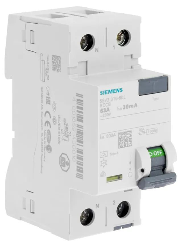 Siemens Sentron interrupteur différentiel 30mA 63A Type A