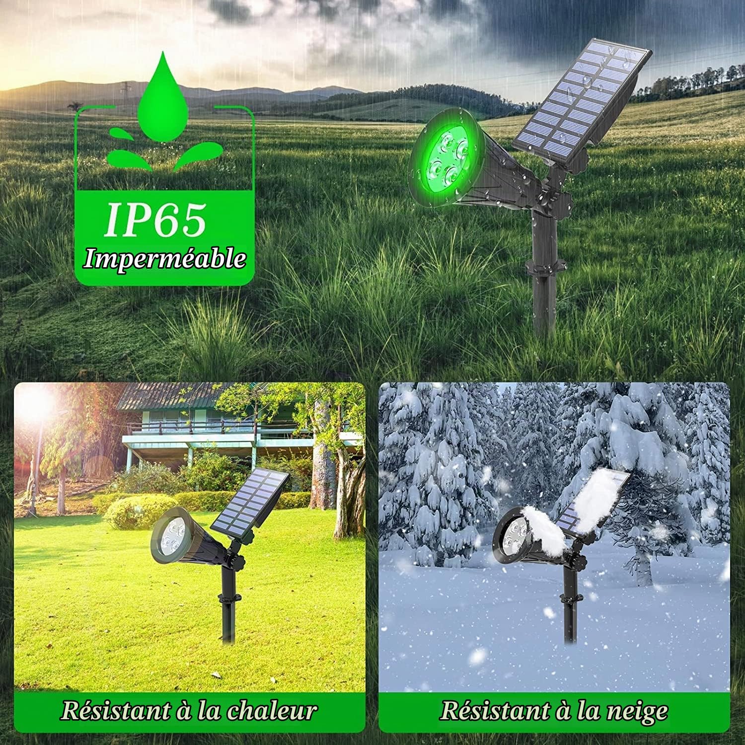T-Sun Spot Lights spot solaire vert 4 pièces IP65