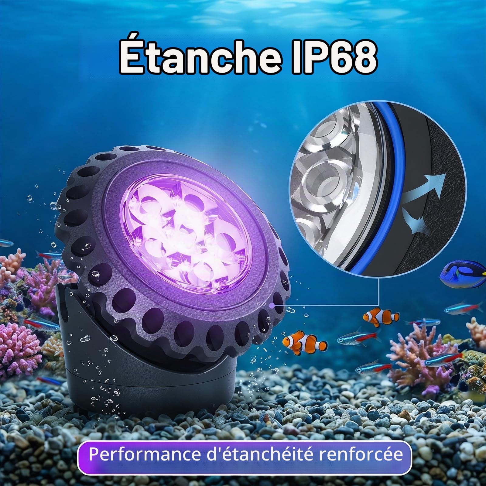 T-Sun Pond Lights spot solaire bassin submersible RGB 5 en 1 x3