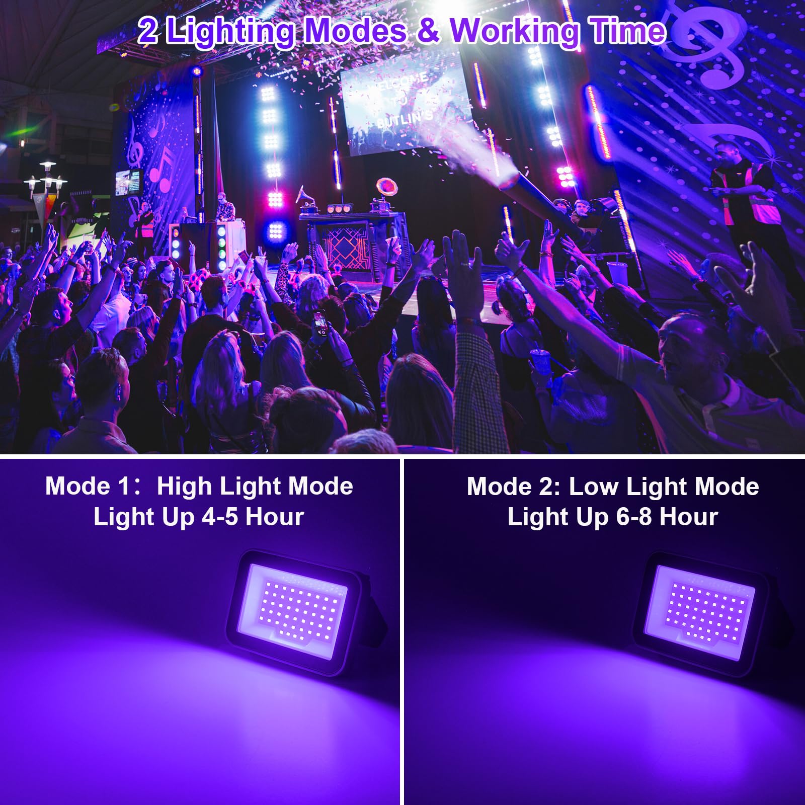 T-Sun Black Lights Projecteur UV LED Violet Lumière de Travail IP66