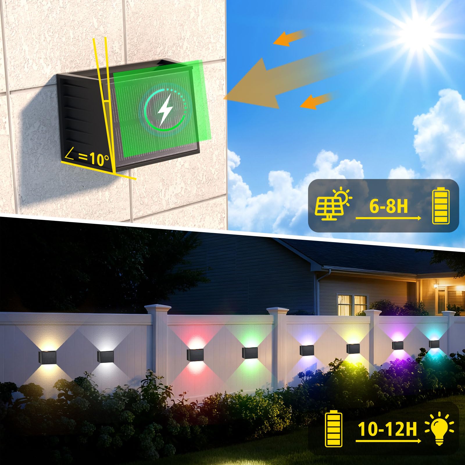 T-Sun Wall Lights Lampe solaire murale RVB IP65 2 pièces