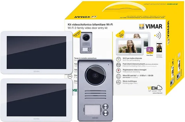 Vimar K40946 kit portier vidéo 2 familles WiFi 7 pouces tactile