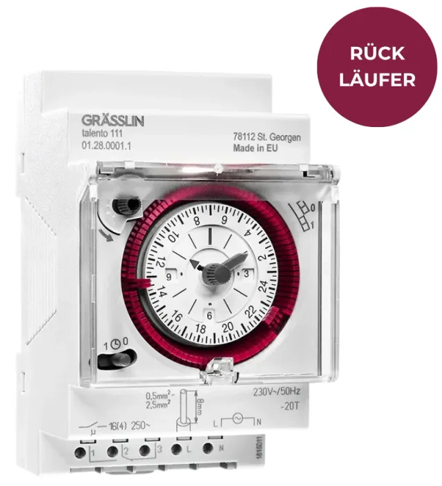 Grasslin talento 111 horloge mécanique journalière 230V
