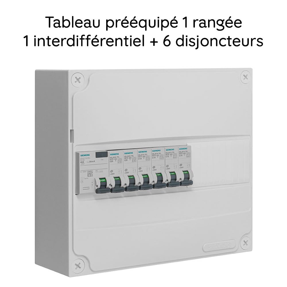 Siemens Tableau pré-équipé 1 rangée 13 modules coffret 40A 30mA