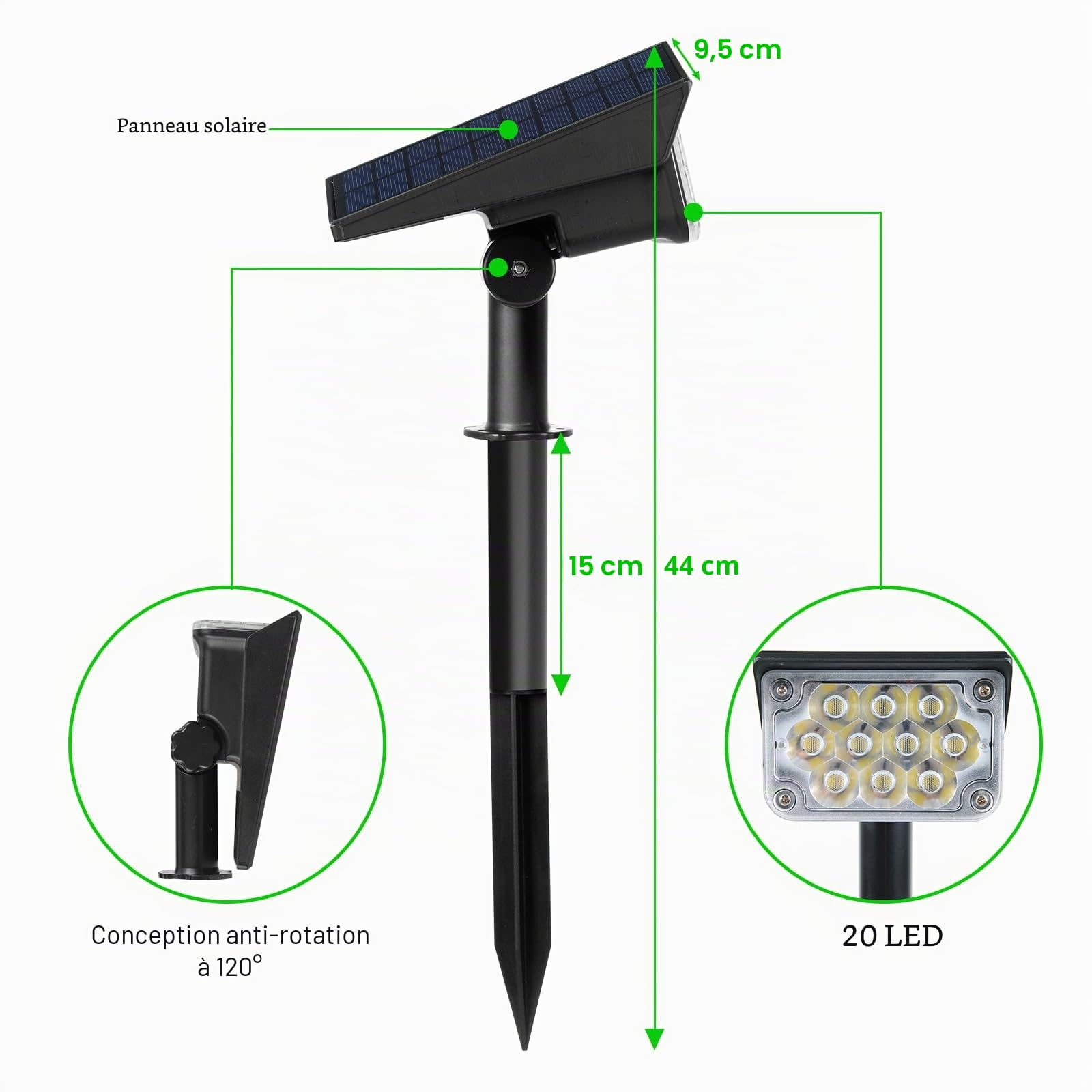 T-Sun Spot Lights 4 spots solaires verts IP65 lot 4