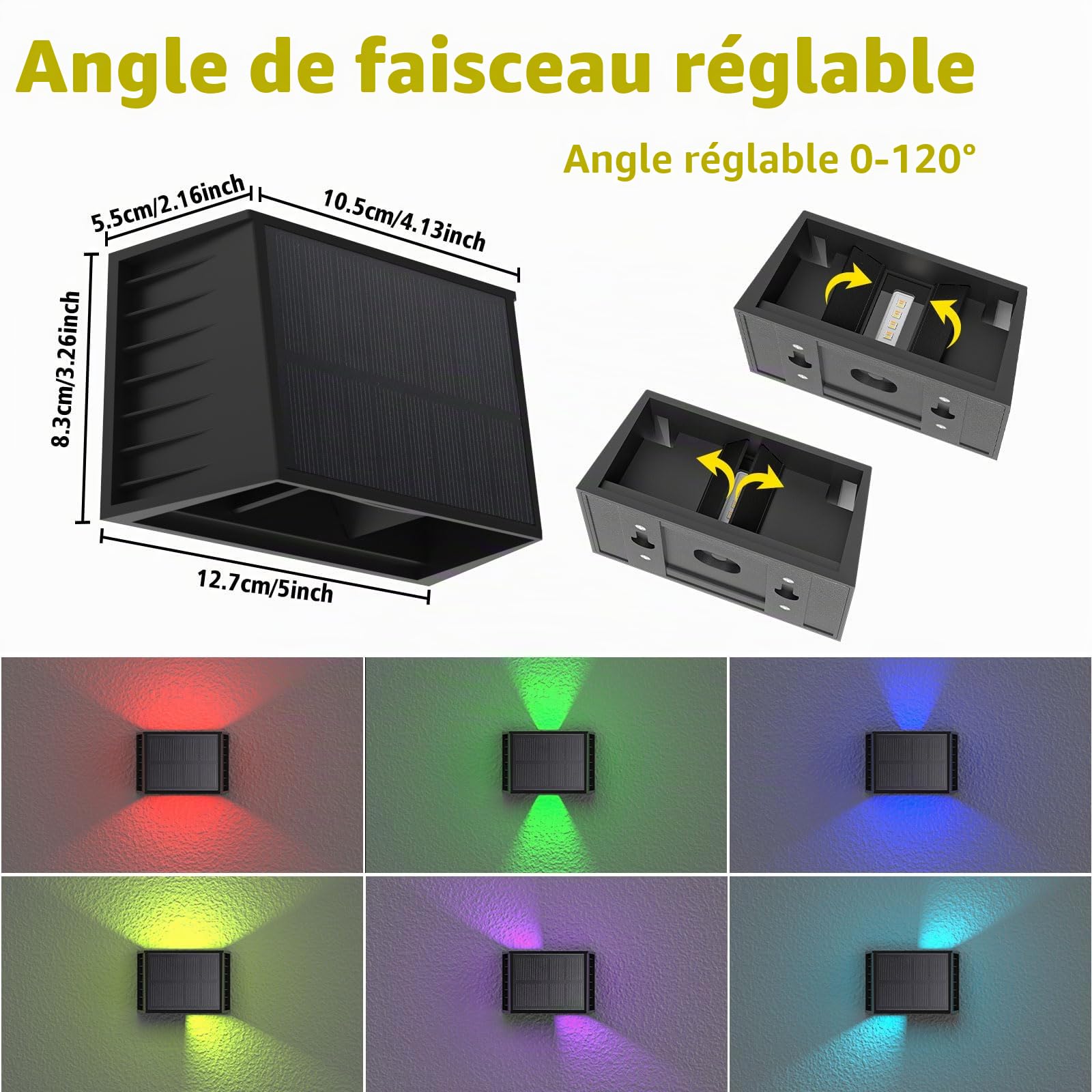 T-Sun Wall Lights Lampe solaire murale RVB IP65 2 pièces