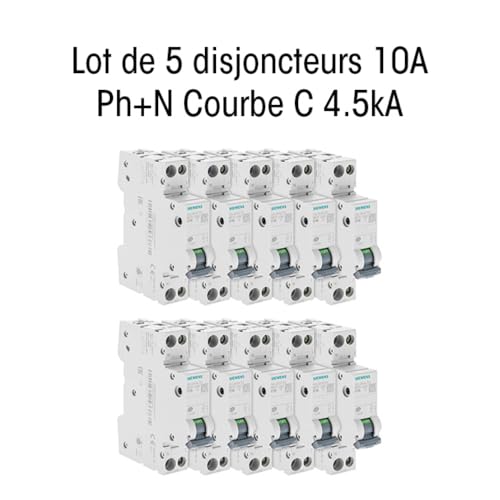 Siemens SENTRON disjoncteur 10A phase neutre lot 10 courbe C