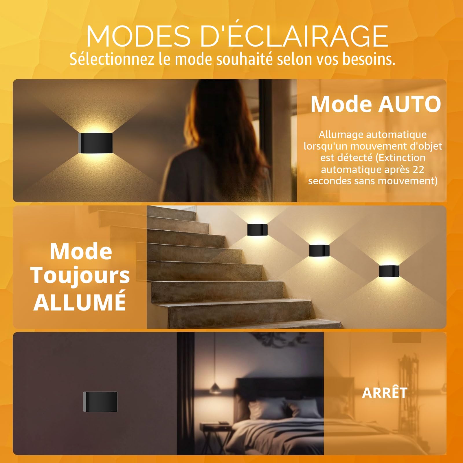 T-Sun Wall Lights applique murale LED 3000K noir lot 2