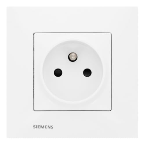 Siemens Delta Viva prise 2P+T blanc avec plaque