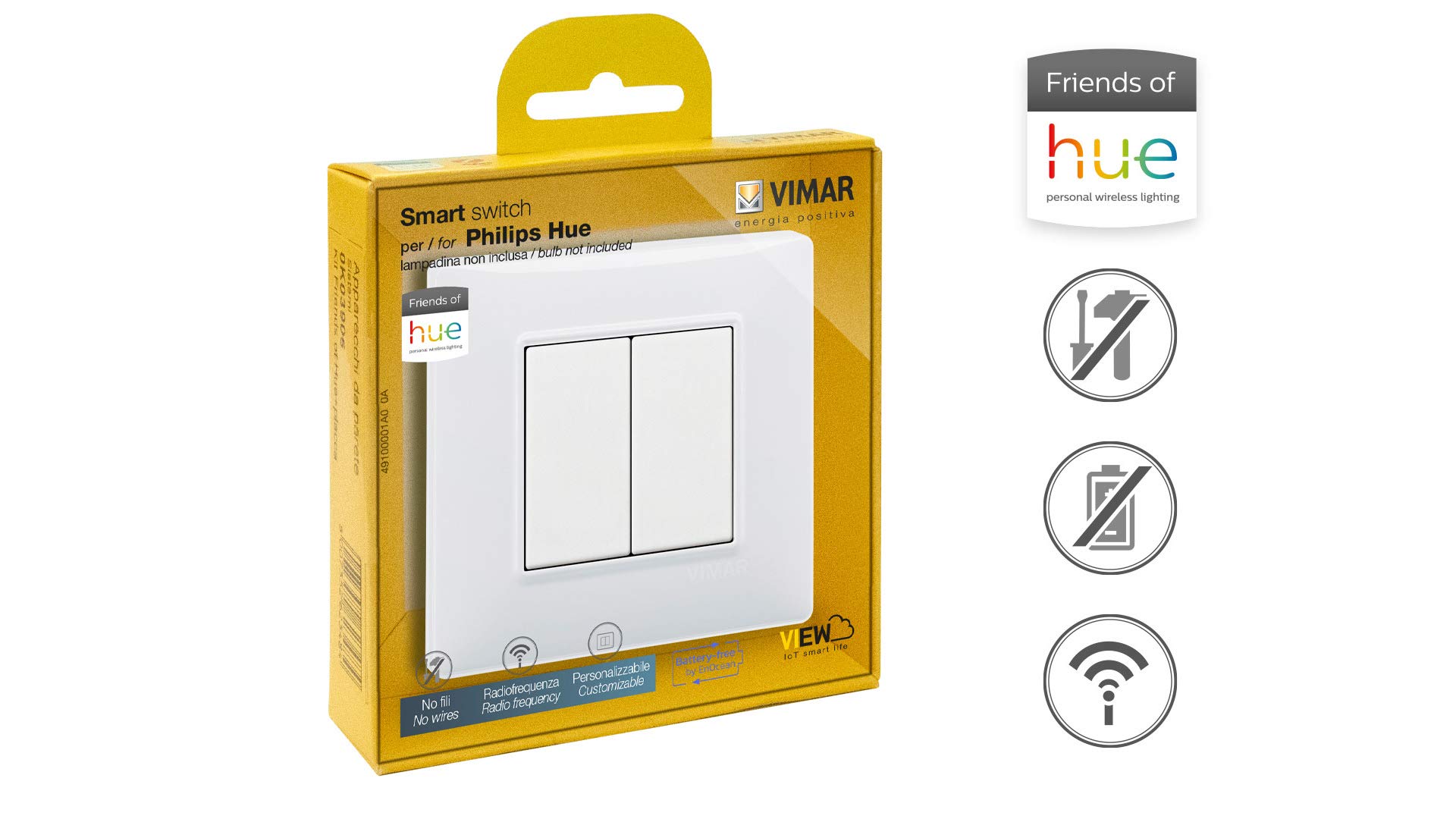 Vimar Plana 0K03906.04 interrupteur sans fil Hue blanc