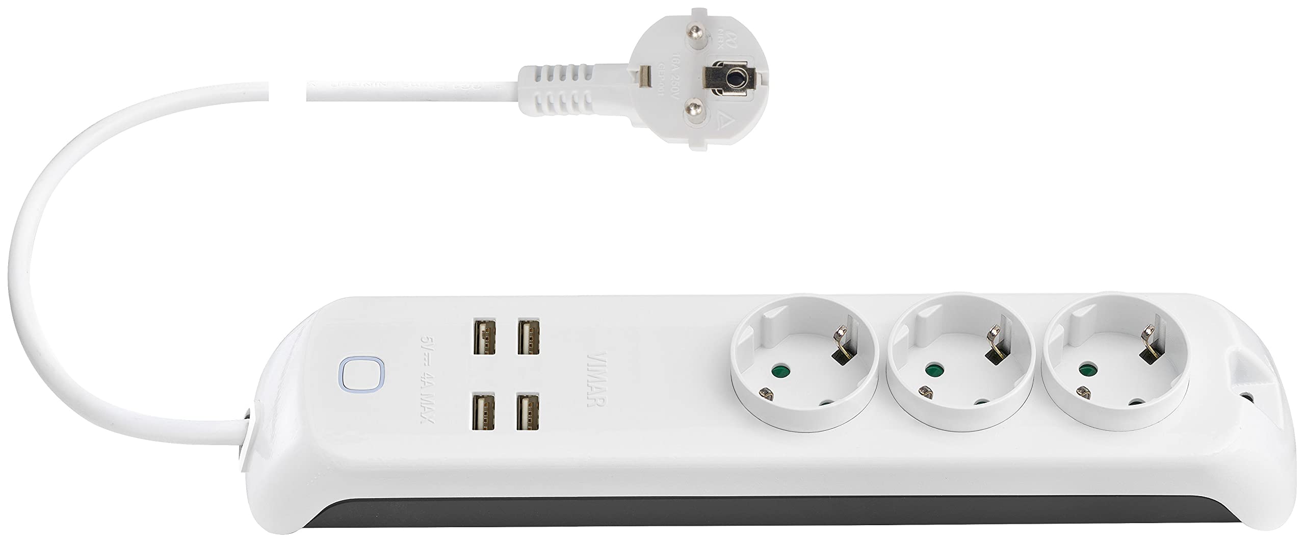Vimar 00447.CK.B multiprise connectée blanc 3 prises + 4 USB