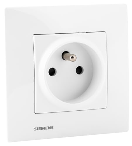 Siemens Delta Viva prise 2P+T blanc avec plaque