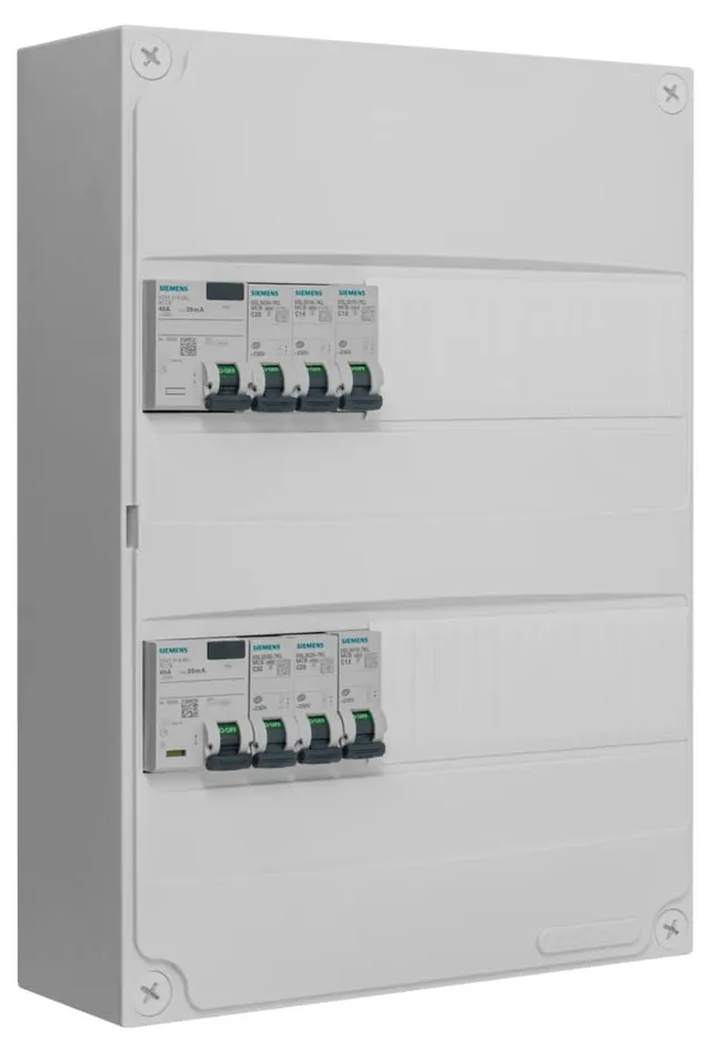 Siemens Tableau 2 rangées pré-équipé 2ID 40A 6 disjoncteurs