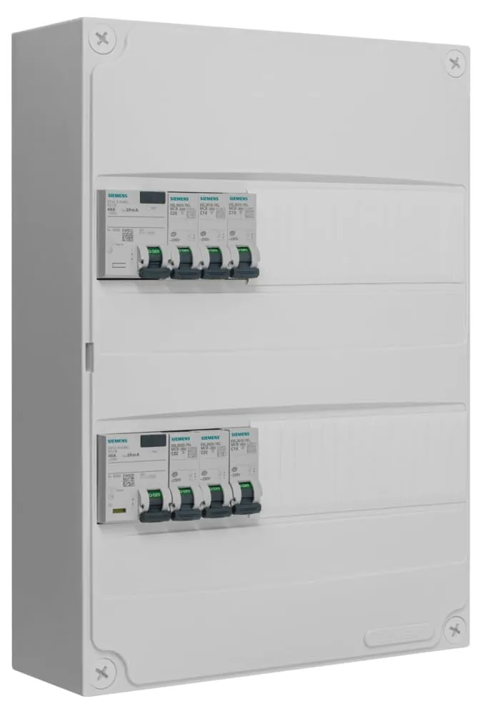 Siemens Tableau 2 rangées pré-équipé 2ID 40A 6 disjoncteurs