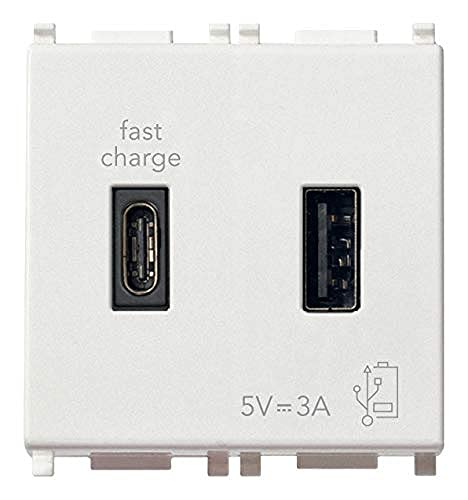 Vimar Plana 14295.AC Prise USB A+C 2 Modules Blanc