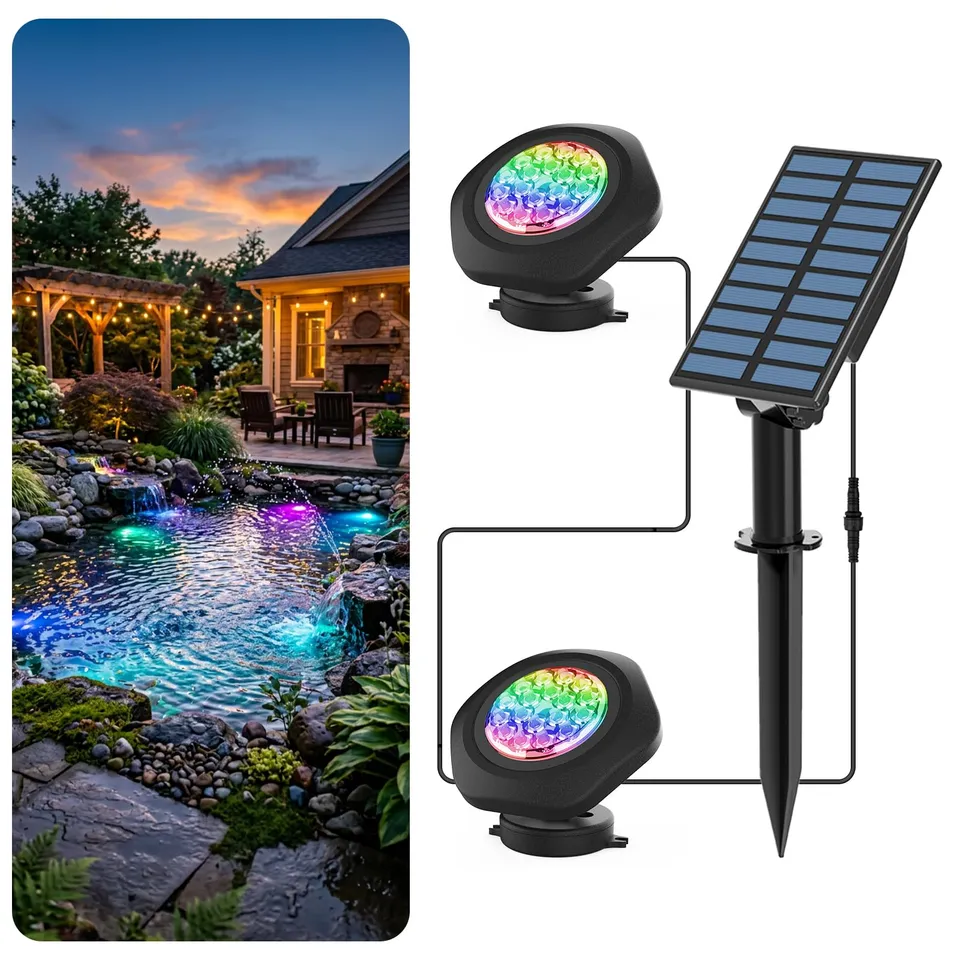 T-Sun Pond Lights Lampe Étang Solaire 2en1 RGB IP68