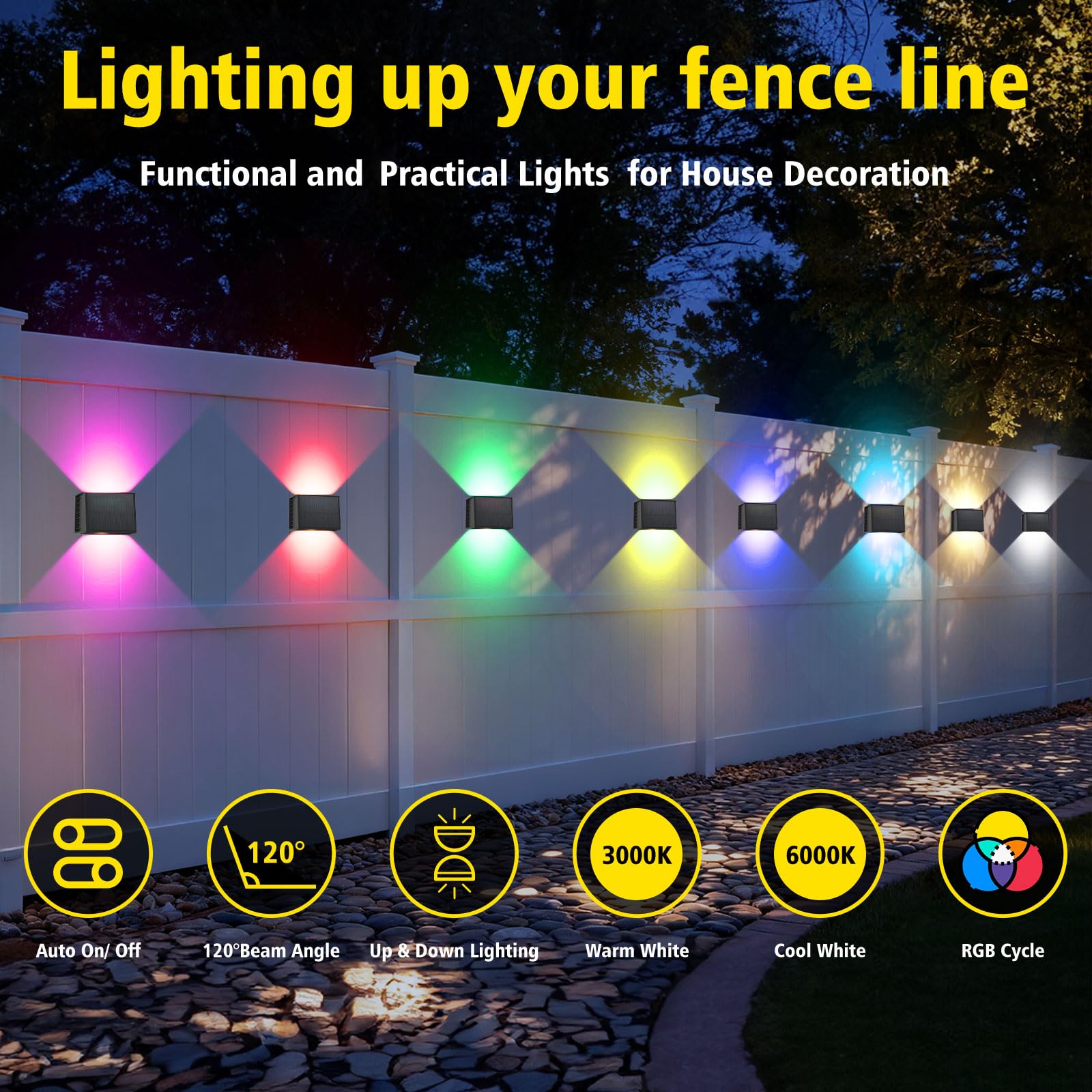 T-Sun Wall Lights Lampe solaire murale RVB IP65 2 pièces