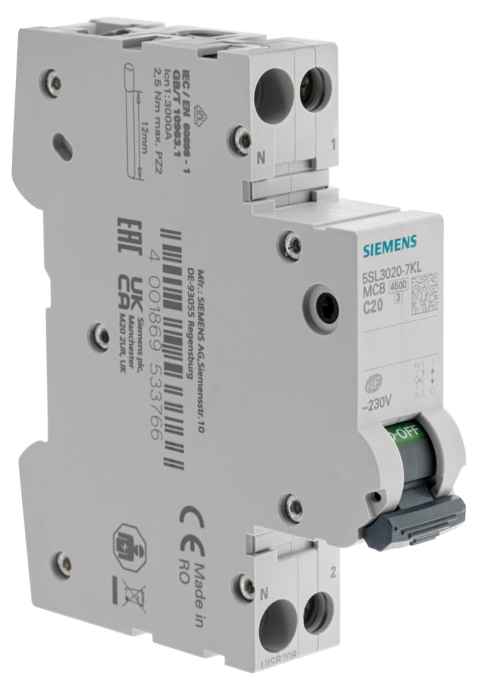 Siemens Sentron disjoncteur Ph+N 20A courbe C 4,5kA