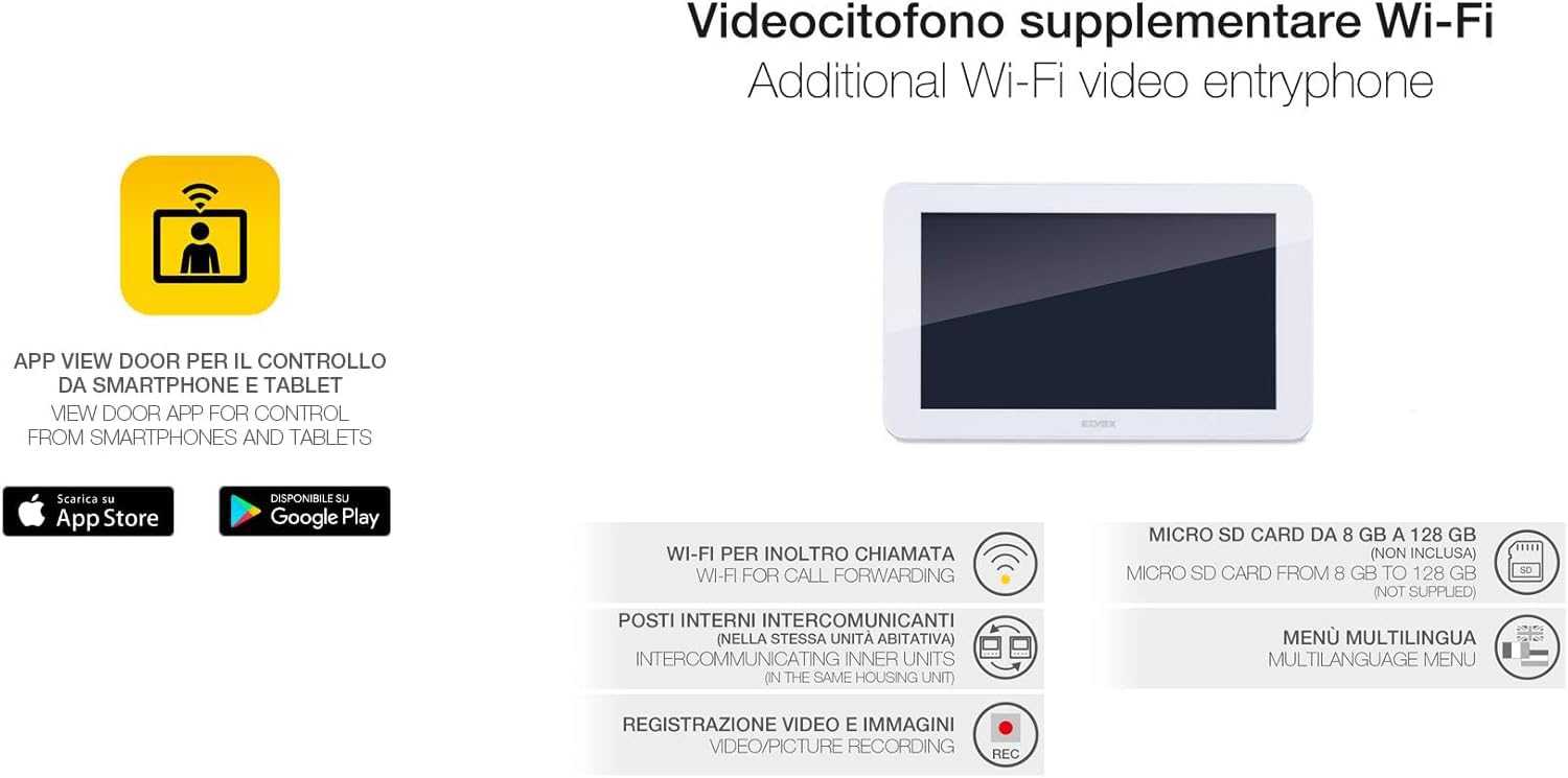 Vimar K40947 Moniteur vidéo tactile 7" Wi-Fi mains-libres
