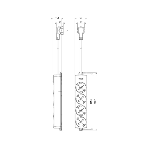 Vimar 01292.CK.B multiprise 4 prises 16 A câble 2 m blanc