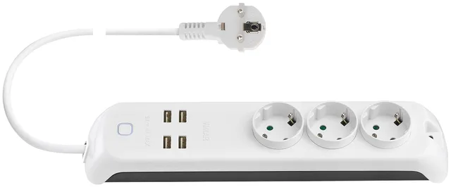 Vimar 00447.CK.B multiprise connectée blanc 3 prises + 4 USB