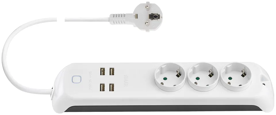 Vimar 00447.CK.B multiprise connectée blanc 3 prises + 4 USB