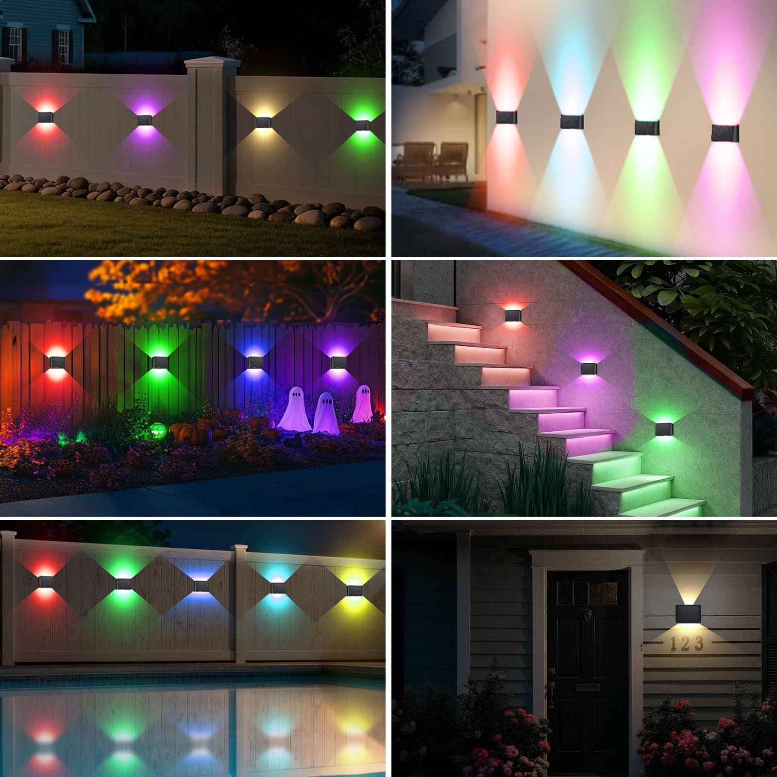 T-Sun Wall Lights Lampe solaire murale RVB IP65 2 pièces